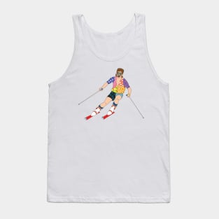 ski mountains vintage ski suit mullet skiing 80's Tank Top